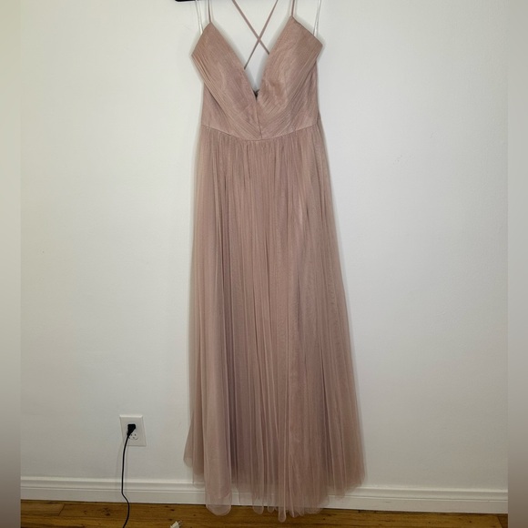 NWT Watters WTOO Lexie - Solid Blush Tulle Gown Lace Up Adjustable Straps - Picture 3 of 14